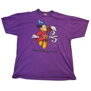 Vintage Mickey Inc. Walt Disney 25th Anniversary Sorcerer Mickey Purple Tee XXL